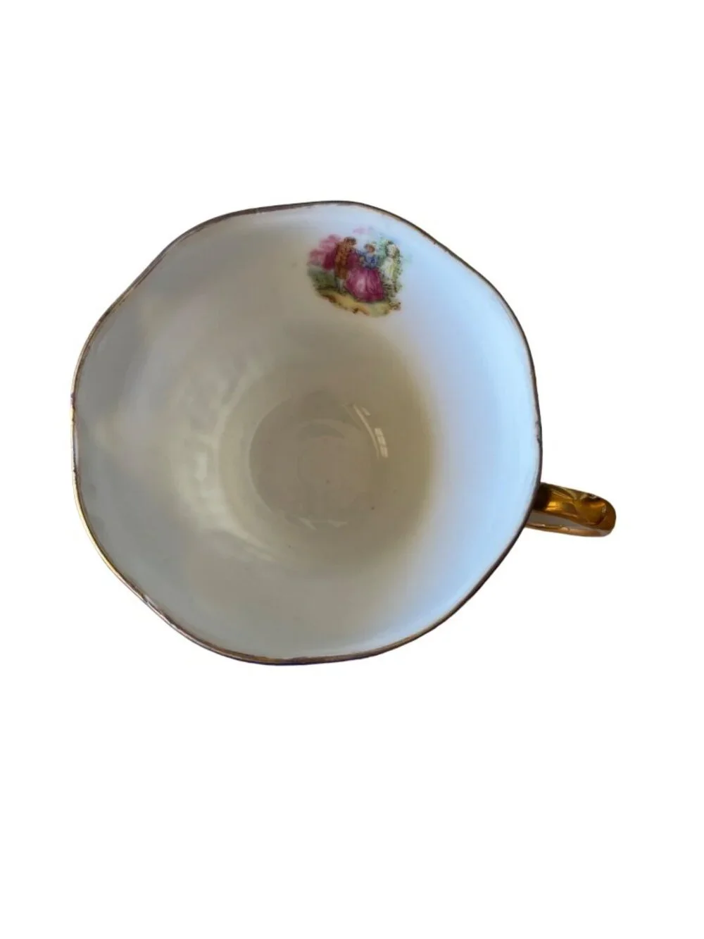 Vintage Cobalt Blue and Gold Teacup Saucer Set Courting Couple Fragonard Style